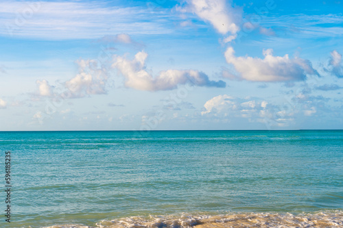 seascape with clouds at summer vacation. view of seascape at summer vacation.