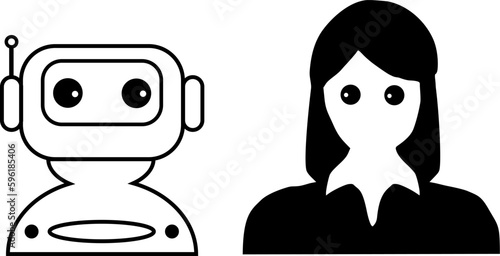 Silhouetten: Roboter und Frau - Künstliche Intelligenz
