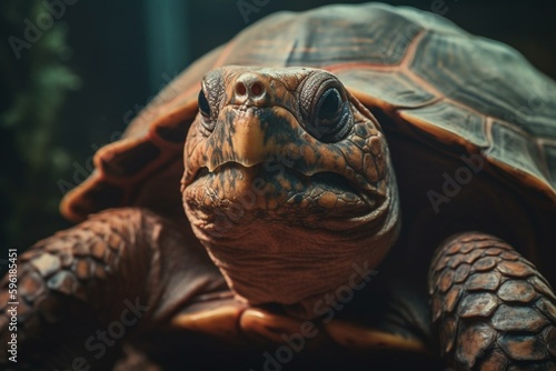 Close-up of a turtle. Generative AI