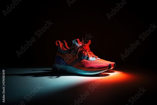 A pair of sneakers under a spotlight. Generative AI photo