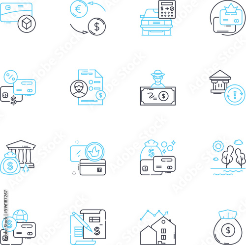 Financial returns linear icons set. Profit, Yield, Gain, Income, Earnings, Return, Dividend line vector and concept signs. Net,Revenue,ROI outline illustrations