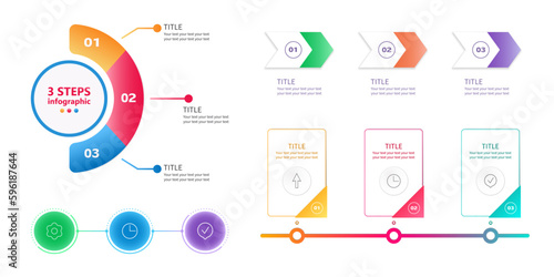 Timeline set of 3 steps. Vector illustration.