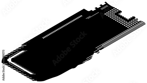 Isometric rectangular design clipart in tech style isolated on white. Short tech plate with copy space. Vector clipart.