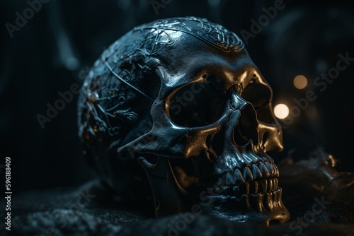 Nighttime skull. Generative AI