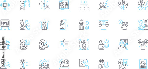 Feminine professions linear icons set. Nurse, Teacher, Engineer, Surgeon, Lawyer, Architect, Writer line vector and concept signs. Accountant,Scientist,Designer outline illustrations