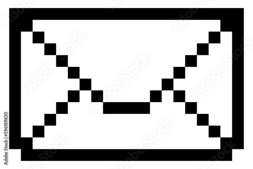 White Pixelated mail letter on white transparent background, Vector illustration