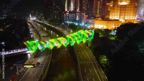 Wallpaper Mural Aerial footage of the Saloma link bridge with Eid Fitr, Hari Raya aidil fitri green ketupat Theme Torontodigital.ca