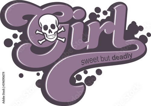 Dangerous girl typography lettering illustration EPS 10 Editable Vector