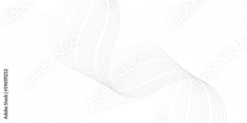 Gray and white abstract background with flowing particles. Digital future technology concept. Abstract white paper wave background and abstract gradient and white wave curve lines.