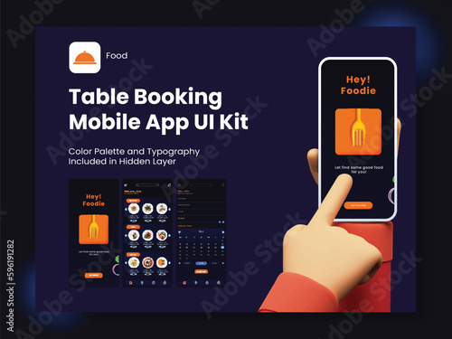 Table Booking Mobile App UI Kit Including As Sign In, Sign Up, Menu and Reserved Table Details For Responsive Website.