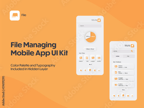 File Managing Mobile App UI Screens Including As Login, Sign Up, Data Storage for Responsive Website.
