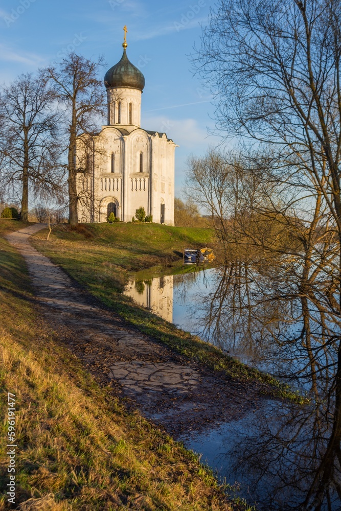 high water on the river, Church of the Intercession on the Nerl, Bogolyubovo, Russia