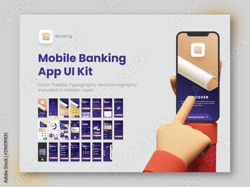 Mobile Banking App UI, UX and GUI Screens Including as Create Account, Login, Card, Transaction Service.