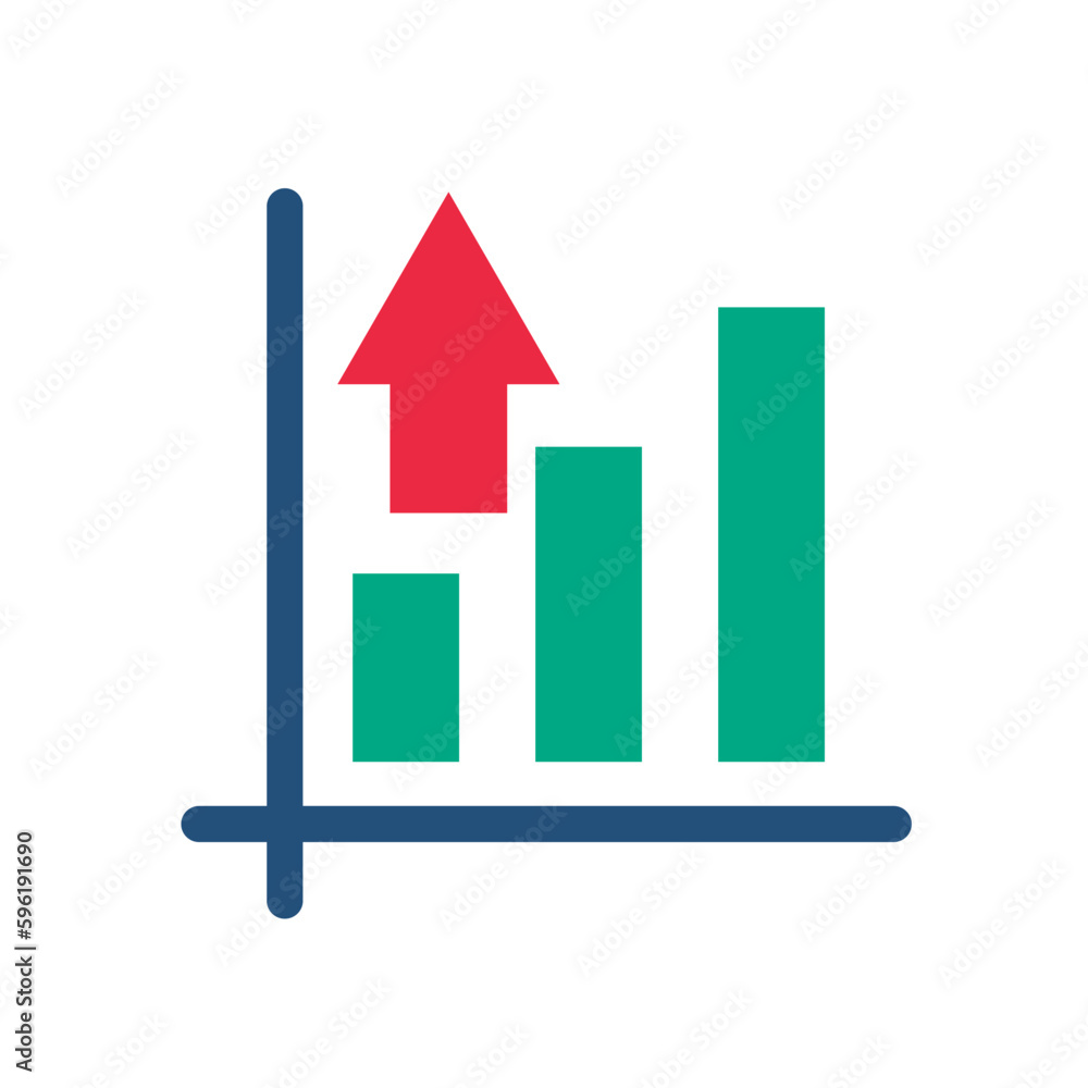 Increasing bar chart icon. Uptrend. Vector. Increasing bar chart icon. Uptrend. Vector.