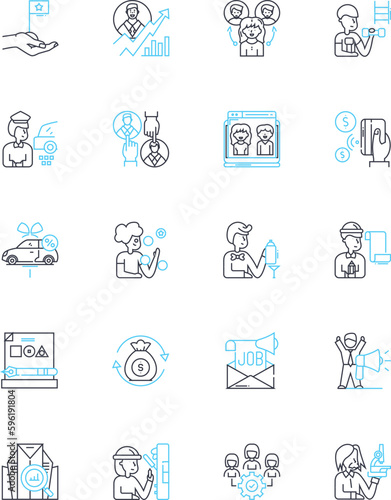 Professional growth linear icons set. Development, Advancement, Learning, Improvement, Progress, Enrichment, Expansion line vector and concept signs. Growth,Evolution,Mastery outline illustrations