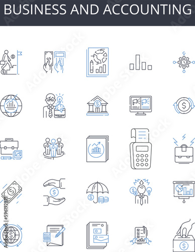 Business and accounting line icons collection. Commerce, Enterprise, Corporate, Trade, Finance, Investment, Economics vector and linear illustration. Banking,Entrepreneurship,Management outline signs