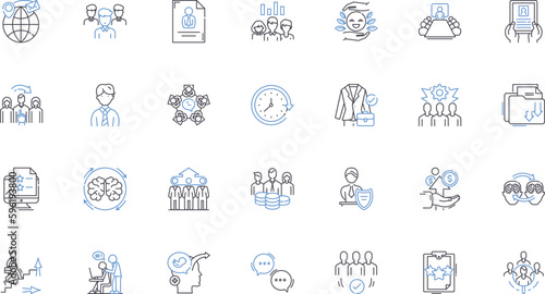 Startup incubation line icons collection. Acceleration, Co-creation, Disruption, Entrepreneurship, Funding, Growth, Incubation vector and linear illustration. Innovation,Investment,Launchpad outline