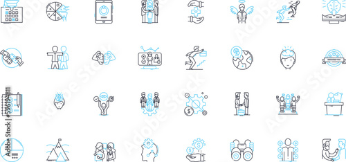 Creative innovation linear icons set. Imaginative, Innovative, Original, Productive, Progressive, Visionary, Experimental line vector and concept signs. Futuristic,Inspiring,Inventive outline