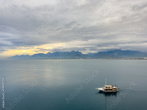beautiful seascape and tourist boat © enginakyurt
