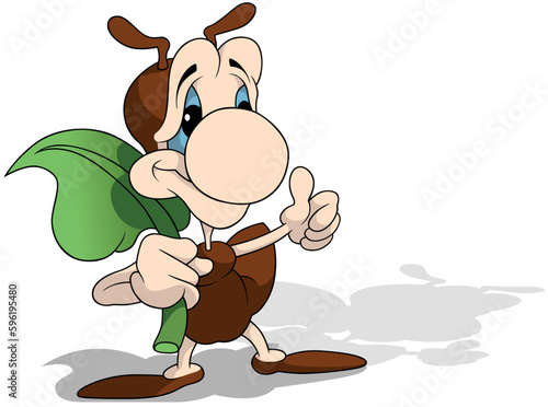 Brown Ant Carrying Green Le...