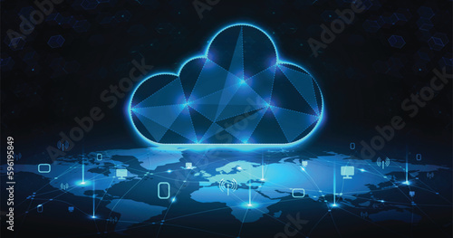 3D cloud background for cloud computing in vector format. transferring a lot of information to the cloud.