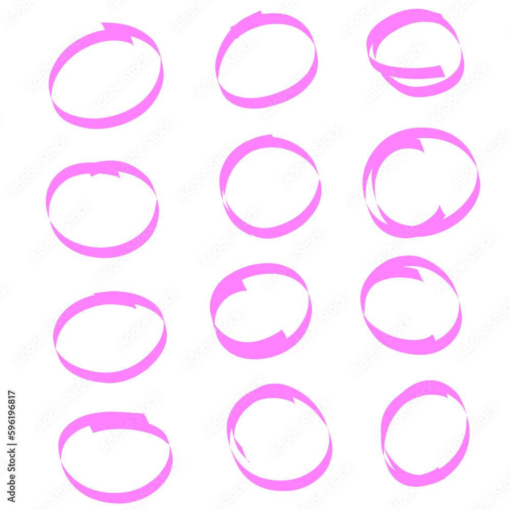 Set of hand drawn oval, felt-tip pen circles. Rough vector frame element. Set of hand drawn oval, felt-tip pen circles. Rough vector frame element.