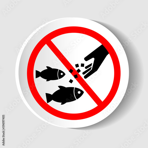 Do not feed the fish sign on a white background. Vector illustration