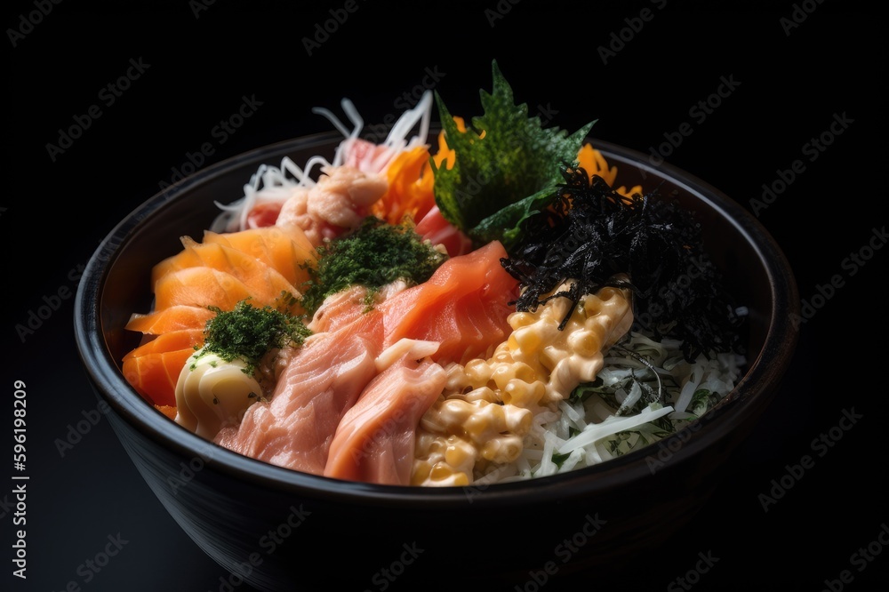 Chirashi Don Sushi Sashimi Rice Salmon Tuna Hamachi Snapper Mackeral