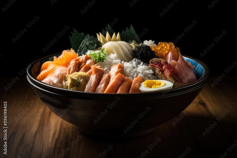 Chirashi Don Sushi Sashimi Rice Salmon Tuna Hamachi Snapper Mackeral