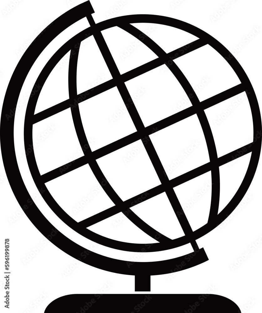 Obraz premium School globe semi flat RGB color vector illustration. Classroom earth model on stand. Sphere map of continent and ocean.