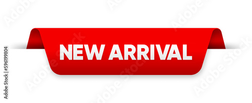 New Arrival Label. Modern Red label on white background. New collection. Label for your online and offline shop. New Arrival product concept. Vector illustration.