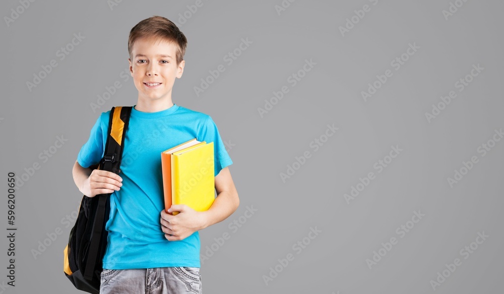 Portrait of happy small child with backpack Portrait of happy small child with backpack
