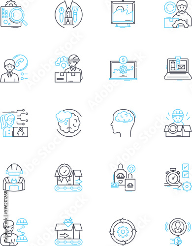 Social building linear icons set. Nerking, Connections, Communication, Collaboration, Relationships, Engagement, Interaction line vector and concept signs. Participation,Influence,Empowerment outline