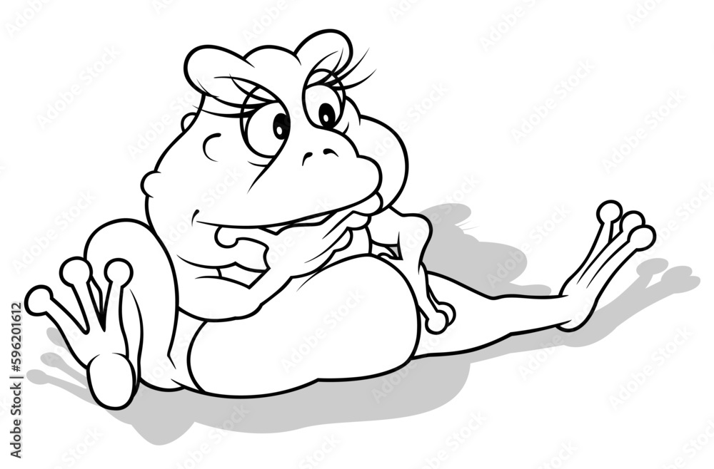 Drawing of a Thinking Frog Sitting on the Ground Drawing of a Thinking Frog Sitting on the Ground