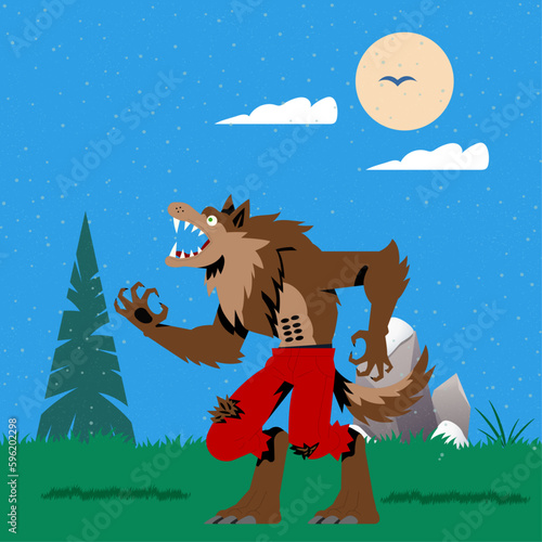 Werewolf in Winter Forest