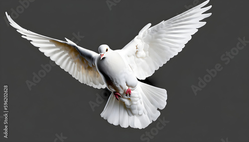 White dove flying isolated on black background and Clipping path, freedom on international day of peace concept, background, international day of peace, wallpaper space text, Ai generated 