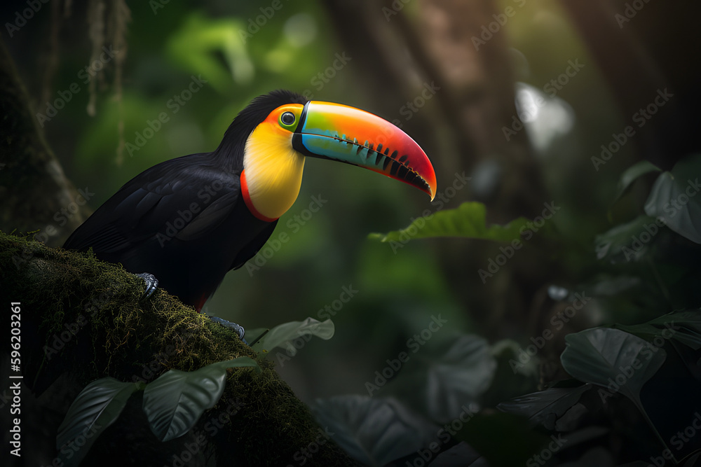 Naklejka premium toucan on a tree