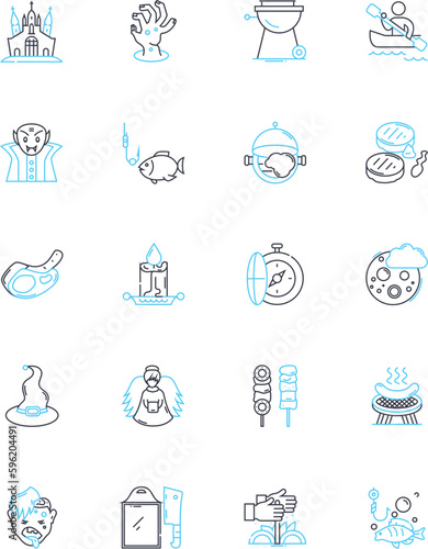 Bash linear icons set. Scripting, Shell, Terminal, Command, Linux, Ubuntu, CentOS line vector and concept signs. Fedora,Debian,Terminal-based outline illustrations