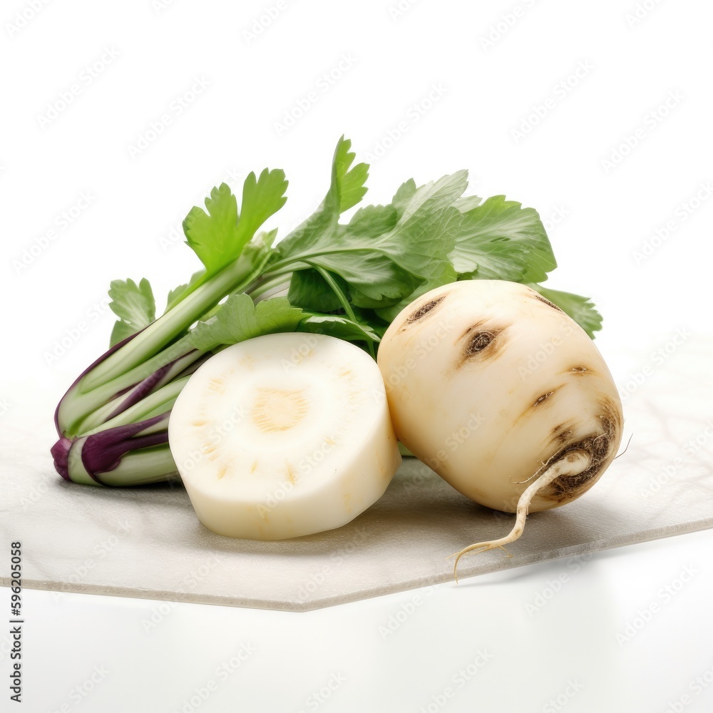 Daikon Radish Isolated on White. Generative AI