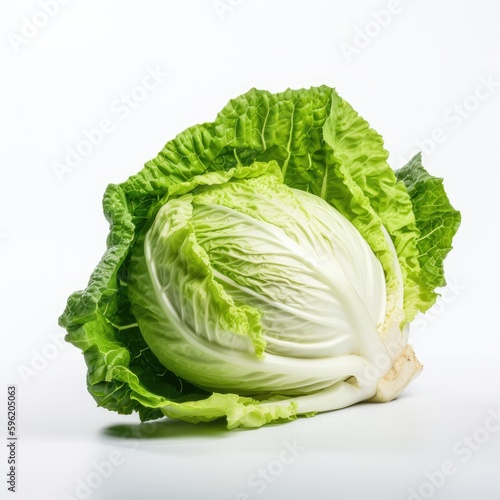 Chinese Cabbage Isolated on White. Generative AI