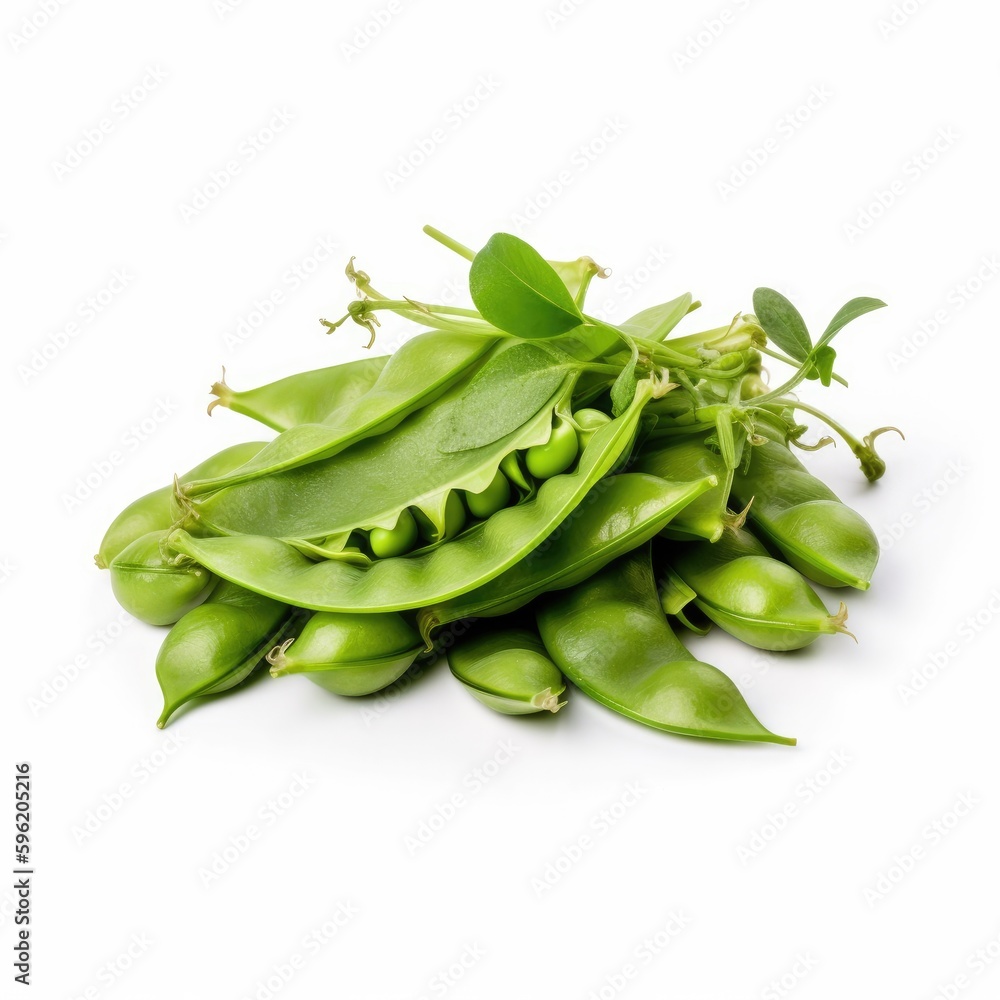 Snow Pea Isolated on White. Generative AI Snow Pea Isolated on White. Generative AI
