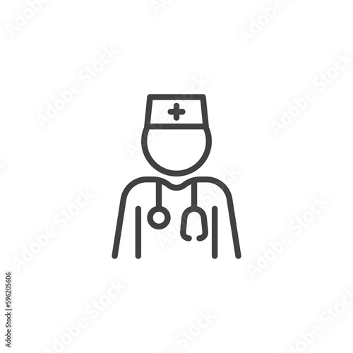 Doctor with stethoscope line icon
