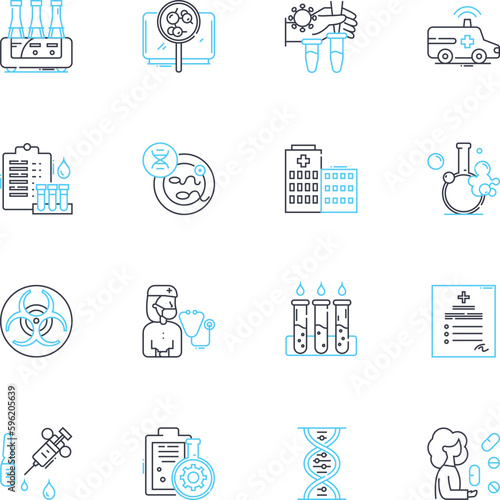 Epidemic linear icons set. Contagion, Outbreak, Infection, Pandemic, Disease, Isolation, Quarantine line vector and concept signs. Plague,Health,Transmission outline illustrations