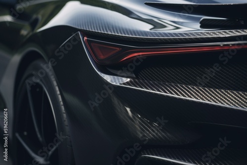 Large carbon spoiler on modern supercar's trunk. Generative AI