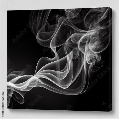 White smoke wave background or wallpaper on isolated black background. Generative AI.