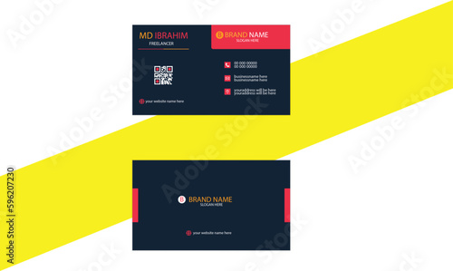 Business card presentation with yellow cl Creative modern name card and business card .