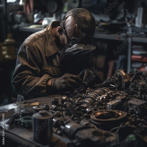 The Mechanic: A Realistic Image of a Mechanic Working on a Car Engine