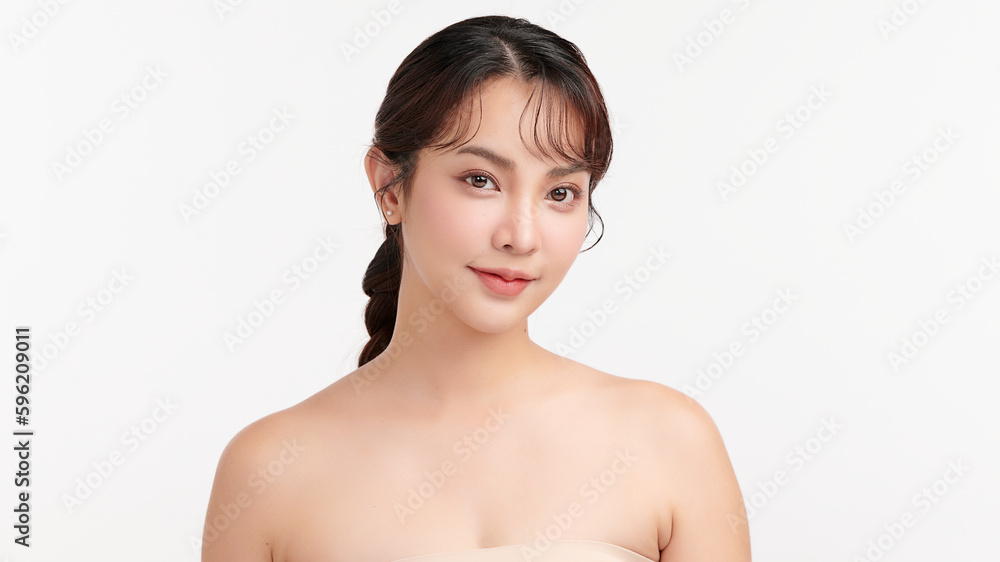 Beautiful young asian woman with clean fresh skin on white background, Face care, Facial treatment, Cosmetology, beauty and spa, Asian women portrait. Beautiful young asian woman with clean fresh skin on white background, Face care, Facial treatment, Cosmetology, beauty and spa, Asian women portrait.
