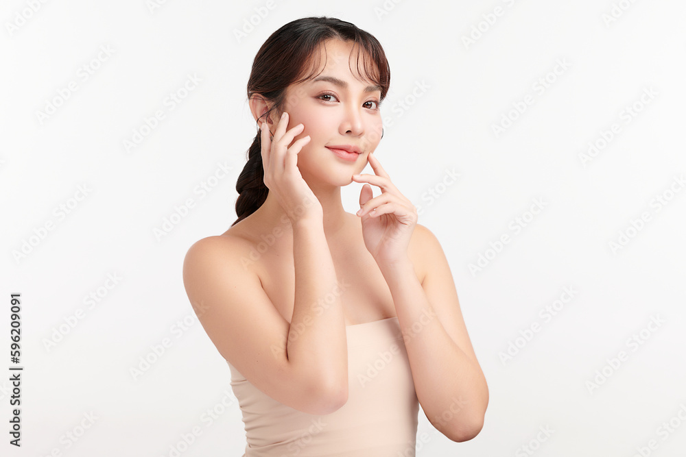 Beautiful young asian woman with clean fresh skin on white background, Face care, Facial treatment, Cosmetology, beauty and spa, Asian women portrait. Beautiful young asian woman with clean fresh skin on white background, Face care, Facial treatment, Cosmetology, beauty and spa, Asian women portrait.