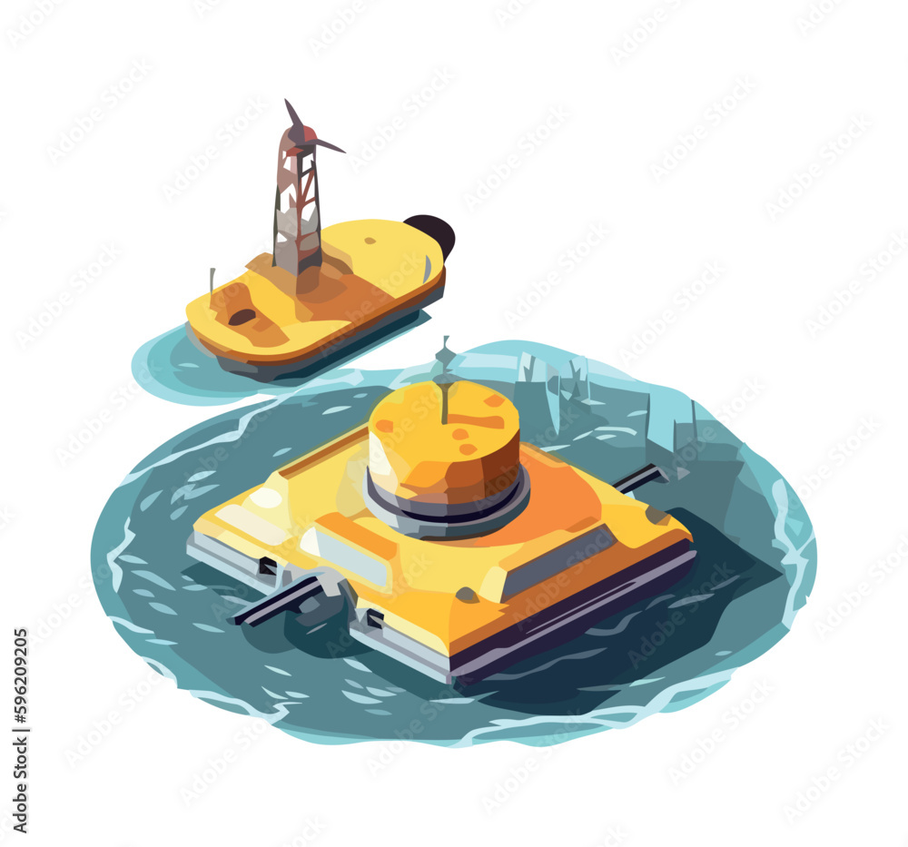 Flat cartoon ship sailing on blue waves Flat cartoon ship sailing on blue waves